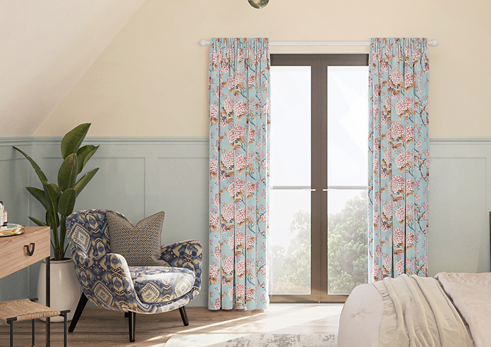 Bouquet Velvet, Cornflower - Made to Measure Curtain - Image 3